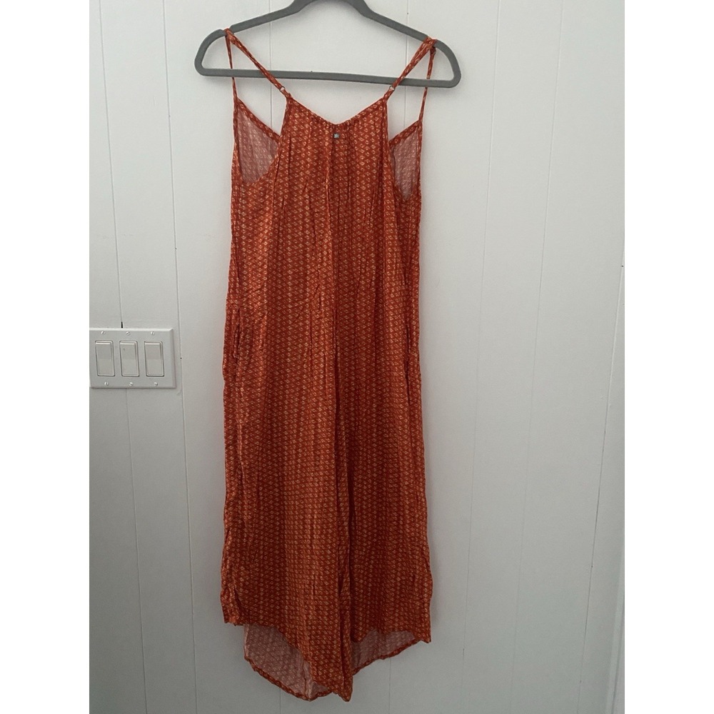 Billabong Orange Geometric Printed V-Neck Wide Leg Jumpsuit Size 6 - Picture 2 of 4